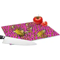 KitchenYeah Glazen Snijplank - 28x20 - Barok - Panter - Goud - Patroon - Snijplanken Glas