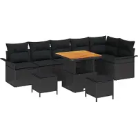 vidaXL Tuinbank Set 9 st Zwart poly rattan