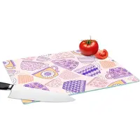 KitchenYeah Glazen Snijplank - 39x28 - Patronen - Theekopjes - Thee - Snijplanken Glas