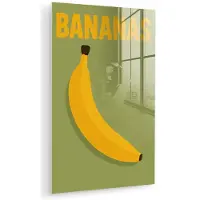 MuchoWow Glasschilderij 120x180 cm - Schilderij acrylglas - Banaan - Minimalistisch - Geel - Foto op glas - Muurdecoratie woonkamer - Wanddecoratie slaapkamer - Schilderijen