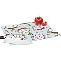 KitchenYeah Glazen Snijplank - 39x28 - Kat - Huisdieren - Patroon - Snijplanken Glas