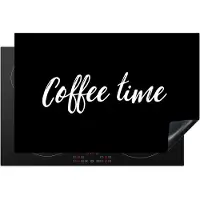 KitchenYeah Inductie beschermer 80x52 cm - Coffee time - Quotes - Spreuken - Koffie - Kookplaataccessoires - Afdekplaat voor kookplaat - Inductiebeschermer - Inductiemat - Inductieplaat mat