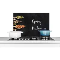 KitchenYeah Spatscherm keuken 60x40 cm - Kookplaat achterwand Opa's keuken - Keuken - Opa - Spreuken - Quotes - Muurbeschermer - Spatwand fornuis - Hoogwaardig aluminium