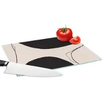 KitchenYeah Glazen Snijplank - 28x20 - Pastel - Zwart - Minimalisme - Snijplanken Glas