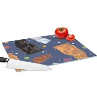 KitchenYeah Glazen Snijplank - 39x28 - Patronen - Kat - Ruimte - Jongens - Meisjes - Kinderen - Kids - Snijplanken Glas