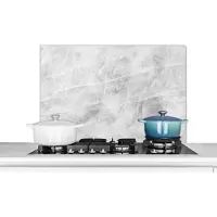 KitchenYeah Spatscherm keuken 80x55 cm - Kookplaat achterwand Marmer - Steen - Wit - Luxe - Marmerlook - Muurbeschermer - Spatwand fornuis - Hoogwaardig aluminium