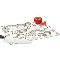 KitchenYeah Glazen Snijplank - 39x28 - Regenboog - Unicorn - Diamant - Quotes - Patroon - Snijplanken Glas