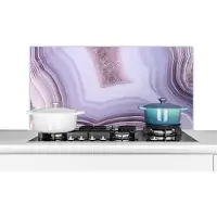 KitchenYeah Spatscherm keuken 100x50 cm - Kookplaat achterwand Abstract - Geode - Roze - Edelsteen - Muurbeschermer - Spatwand fornuis - Hoogwaardig aluminium