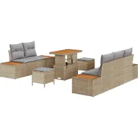 vidaXL Tuinbank Set 8 st 7-Aantal zitplaatsen Beige en Lichtgrijs