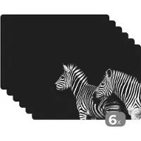 KitchenYeah Placemats - Dieren - Zebra - Zwart - Wit - Wild - Keuken - Onderlegger - 45x30 cm - 6 stuks