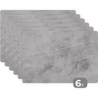 KitchenYeah Placemat - Placemats kunststof - Marmer - Steen - Wit - Luxe - Marmerlook - 45x30 cm - 6 stuks - Hittebestendig - Anti-Slip - Onderlegger - Afneembaar