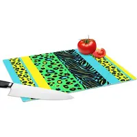 KitchenYeah Glazen Snijplank - 39x28 - Design - Panterprint - Geel - Groen - Snijplanken Glas
