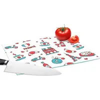 KitchenYeah Glazen Snijplank - 28x20 - Patroon - Frankrijk - Vlag - Snijplanken Glas