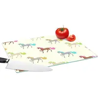 KitchenYeah Glazen Snijplank - 39x28 - Meiden - Paarden - Patronen - Girl - Kids - Kinderen - Snijplanken Glas
