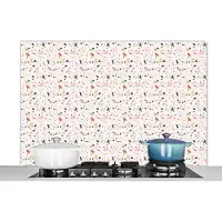 KitchenYeah Spatscherm keuken 120x80 cm - Kookplaat achterwand Klei - Patroon - Terazzo - Muurbeschermer - Spatwand fornuis - Hoogwaardig aluminium