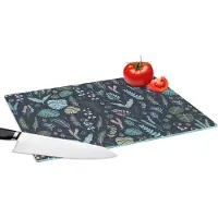 KitchenYeah Glazen Snijplank - 39x28 - Patroon - Jungle - Monstera - Bloemen - Snijplanken Glas