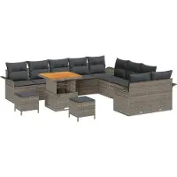 vidaXL Tuinbank Set 13 st 12-Aantal zitplaatsen Grijs