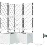 vidaXL Plantenbak 3 st Wit 80 x 80 x 142 cm PP