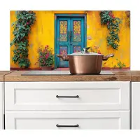KitchenYeah Spatscherm keuken 100x50 cm - Kookplaat achterwand Deuren - Kleurrijk - Planten - Muurbeschermer - Spatwand fornuis - Hoogwaardig aluminium