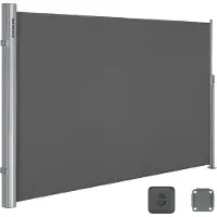 Songmics Uitschuifbare zijluifel met grondbevestiging, Grijs / 160 x 350 cm