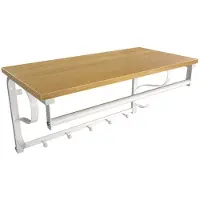 Vasagle Wandkapstok met 5 haken en plank, Eiken + Wit