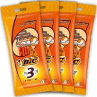 BIC 3 Sensitive wegwerp scheermesjes - 3 scheerbladen - Aloe Vera strip- bundel van 16 mesjes
