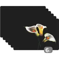 KitchenYeah Placemat - Placemats kunststof - Planten - Bloemen - Wit - Natuur - Botanisch - 45x30 cm - 6 stuks - Hittebestendig - Anti-Slip - Onderlegger - Afneembaar