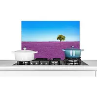 KitchenYeah Spatscherm keuken 60x40 cm - Kookplaat achterwand Boom - Paars - Lucht - Lavendel - Muurbeschermer - Spatwand fornuis - Hoogwaardig aluminium