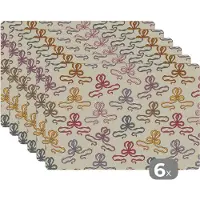 KitchenYeah Placemat - Placemats kunststof - Strik - Patronen - Geboorte - 45x30 cm - 6 stuks - Hittebestendig - Anti-Slip - Onderlegger - Afneembaar