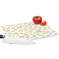 KitchenYeah Glazen Snijplank - 28x20 - Regenboog - Pastel - Kinderen - Snijplanken Glas