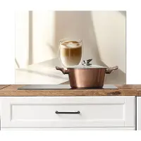 KitchenYeah Spatscherm keuken 80x55 cm - Kookplaat achterwand Mok - Latte - Minimalistisch - Schaduw - Muurbeschermer - Spatwand fornuis - Hoogwaardig aluminium