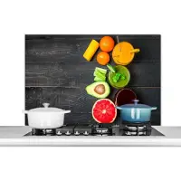KitchenYeah Spatscherm keuken 100x65 cm - Kookplaat achterwand Fruit - Smoothie - Industrieel - Zomer - Muurbeschermer - Spatwand fornuis - Hoogwaardig aluminium
