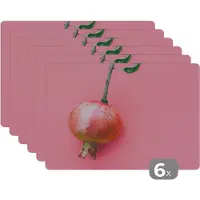 KitchenYeah Placemat - Placemats kunststof - Planten - Zomer - Roze - 45x30 cm - 6 stuks - Hittebestendig - Anti-Slip - Onderlegger - Afneembaar