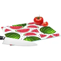 KitchenYeah Glazen Snijplank - 28x20 - Patroon - Watermeloen - Pit - Fruit - Snijplanken Glas