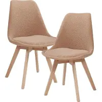 En.casa Eetkamerstoel 'Fläten', set van 2, gestoffeerde stoel, bouclé stof, taupe kleur