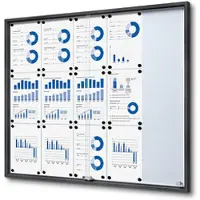 SHOWDOWN Vitrine Magnetisch 15 x A4 Wandmontage Afsluitbaar Binnen 112,6 (B) x 94,8 (H) cm Antraciet