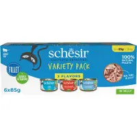 Schesir Variety Pack In Jelly Complete 85 g Tonijn Garnaal Zeebrasem Variety Pack