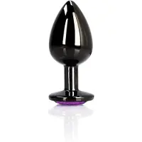 Ouch! by Shots Aluminium Buttplug Small - Gun Metal met Siersteen