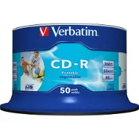 Verbatim CD-R printable (inkt), tot 52x, 700 MB/80 min, spindel met 50 stuks