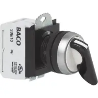 Baco Draaischakelaar 600 V 10 A met lange knevel, Knoppen + Schakelaars, Zwart