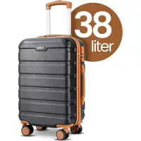 Lugia Handbagage Koffer 38L - TSA Slot - Waterdicht - 360 Draaibare Wielen - Telescopisch Handvat - Trolley - Reiskoffer Set - Zwart