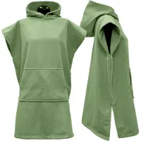 Unique living BEACH PONCHO - 80x100 cm - Strand - Zomer - Sneldrogend - Tea Green