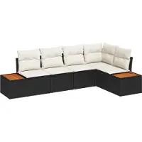 vidaXL Tuinbank Set 5 st 5-Aantal zitplaatsen Zwart en crème