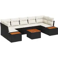 vidaXL Tuinbank Set 8 st Zwart Poly rattan