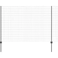vidaXL Euro-hek met palen 10 x 1,6 m PVC-Coated Staal Grijs Mesh