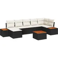 vidaXL Tuinbank Set 8 st 7-Aantal zitplaatsen Zwart en Crème