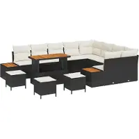 vidaXL Tuinbank Set 13 st 12-Aantal zitplaatsen Zwart Poly rattan