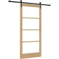vidaXL Schuifdeur 93 x 202 cm Massief grenenhout en glas Naturel