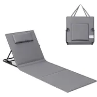 Songmics Ligstoel, strandstoel, zonnebad, kantelbare rugleuning, draagbaar, met schouderbanden, voor camping, tuin, zwembad, 158 x 55 cm, leigrijs GCB151G01