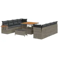 vidaXL Tuinbank Set 12 st 10-Aantal zitplaatsen Grijs poly rattan